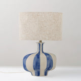 Alida hand-painted stoneware table lamp, blue stripe