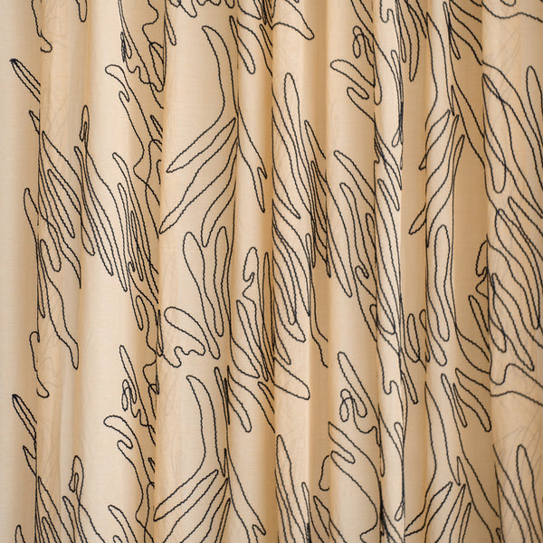 Embroidered sheer voile fabric - Mustard