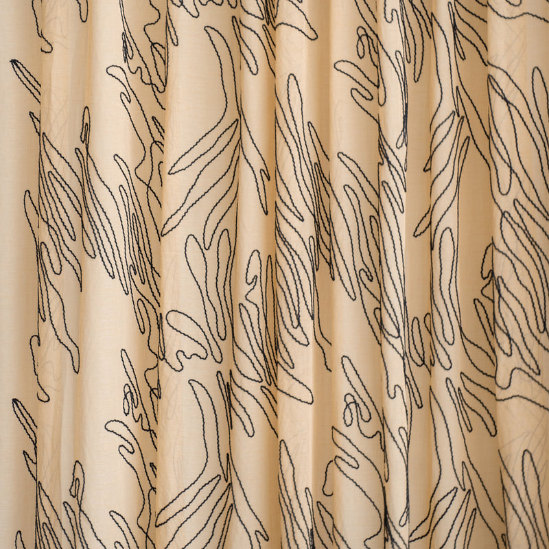 Embroidered Sheer voile curtain fabric sample – Mustard