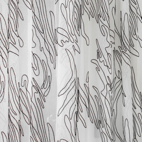 Embroidered sheer voile fabric - White