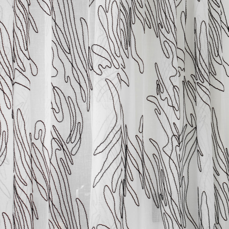 Embroidered sheer voile fabric - White