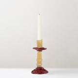 Lara mouth-blown glass candle stick, burgundy