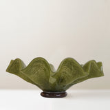 Lorin mouth-blown glass bowl, green and brown