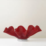 Lorin mouth-blown glass bowl, red and white