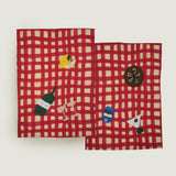 Sera tea towel, red check, set of 2