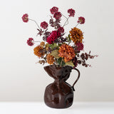 Crumple hand-made porcelain vase, brown