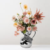 Crumple hand-made porcelain vase, Chrome