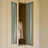 Linen café curtain, double pole - Dove Blue