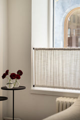 Linen café curtain, double pole - Pink