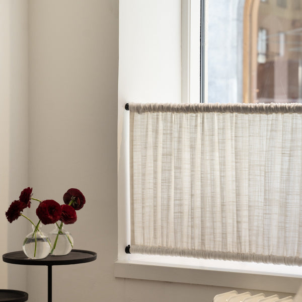 Linen café curtain, double pole - Pink