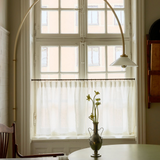 Sheer Linen Café Curtain With Rings - Off White