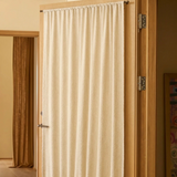 Bouclé café curtain, double pole - Ivory
