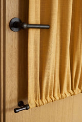 Linen café curtain, double pole - Mustard