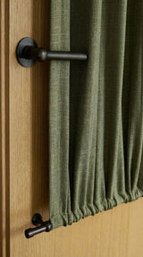 Linen café curtain, double pole - Khaki