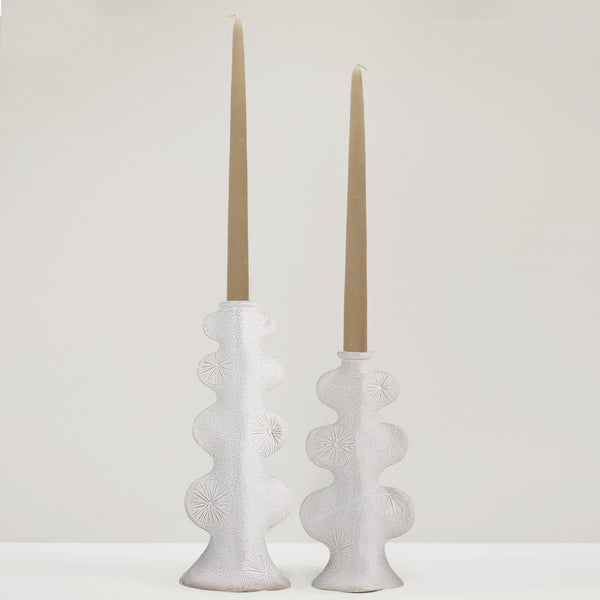 Cosan stoneware candlestick holders, set of 2