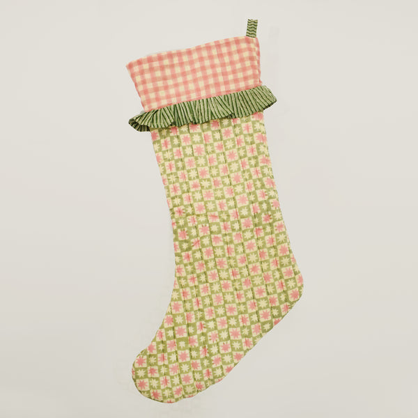 Att Pynta x Yonder Christmas stocking with ruffle, green (pre-order)