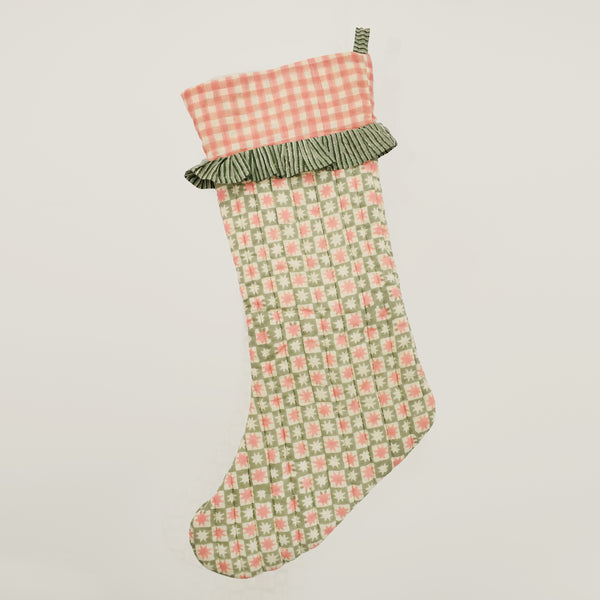 Att Pynta x Yonder Christmas stocking with ruffle, green