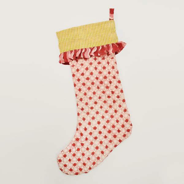 Att Pynta x Yonder Christmas stocking with ruffle, pink (pre-order)
