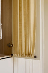 Linen café curtain, double pole - Oat Yellow