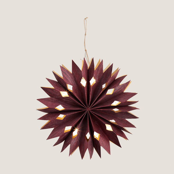 Frostig star ornament with LED light, Maroon (2 left)