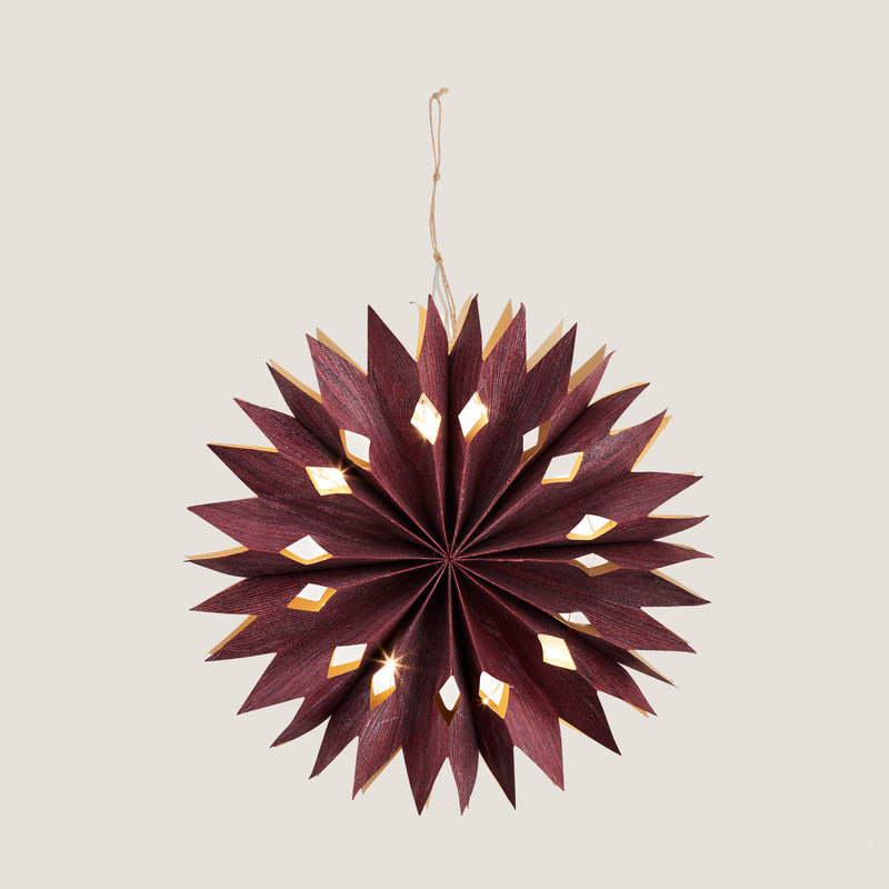 Frostig star ornament with LED light, Maroon