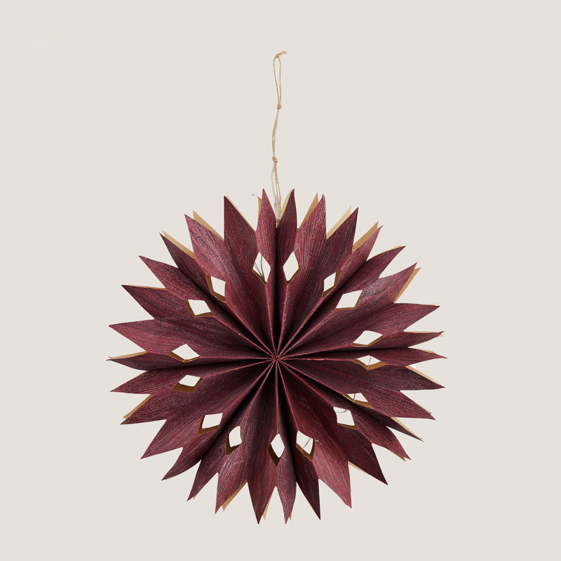 Frostig star ornament with LED light, Maroon (2 left)