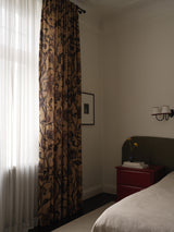 Gotnoir linen curtain - Mustard/Brown