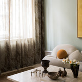 Embroidered Voile sheer curtain - Khaki