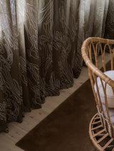 Embroidered Voile sheer curtain - Khaki