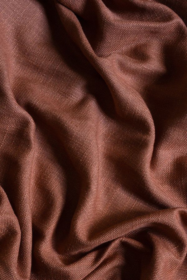 Linen café curtain, double pole - Terracotta