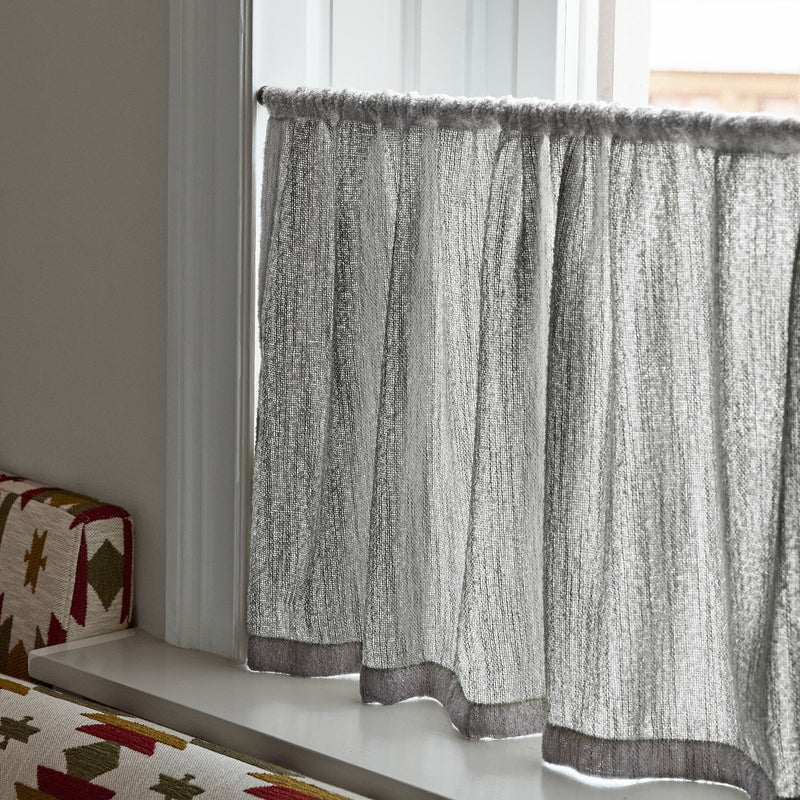 Bouclé Wave Ruffle Café Curtain - Grey
