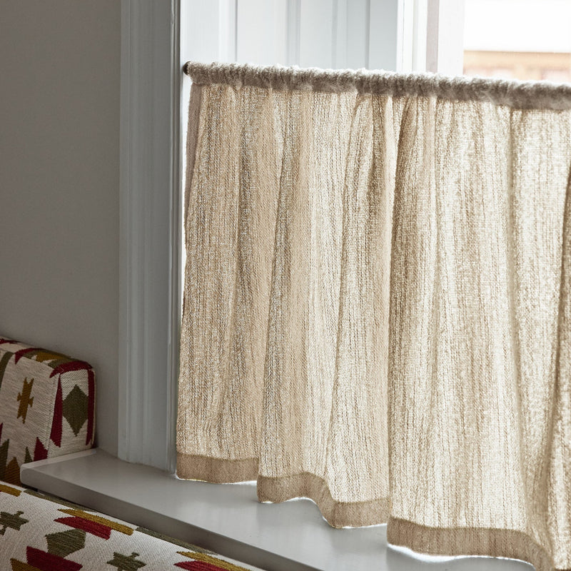 Bouclé Wave Ruffle Café Curtain - Sand

