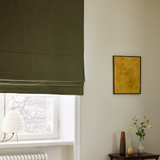 Linen roman blind - Khaki - Blackout Lined