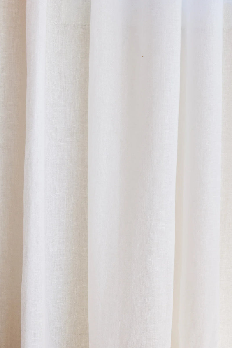 Sheer Linen Café Curtain With Rings - Pure White