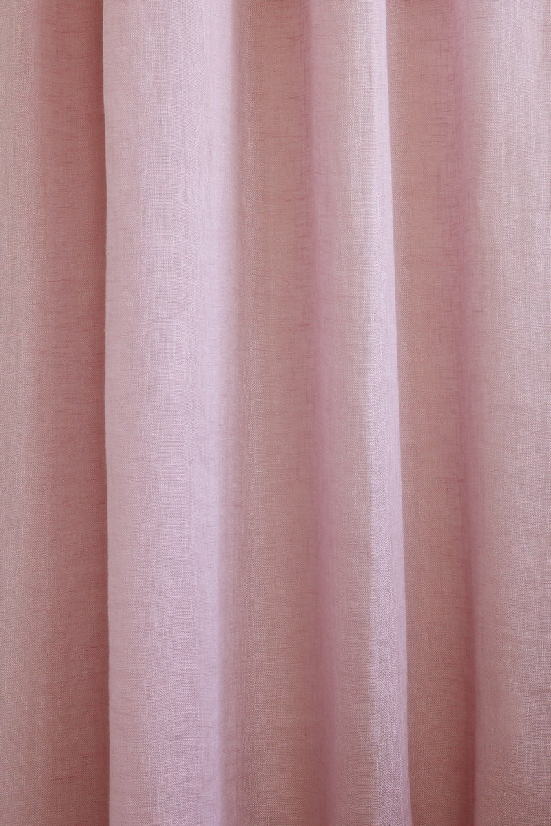 Sheer Linen Café Curtain With Rings - Pink