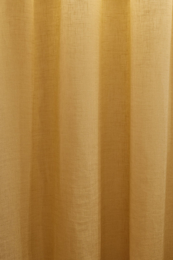 Sheer Linen Café Curtain With Rings - Mustard