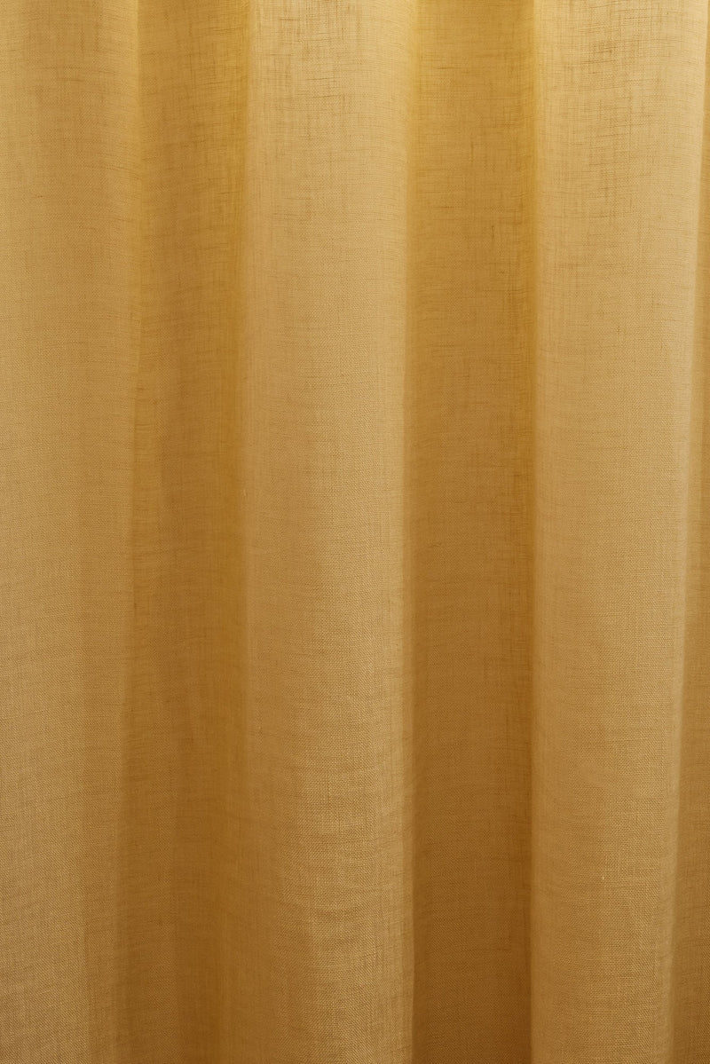 Sheer Linen Café Curtain With Rings - Mustard