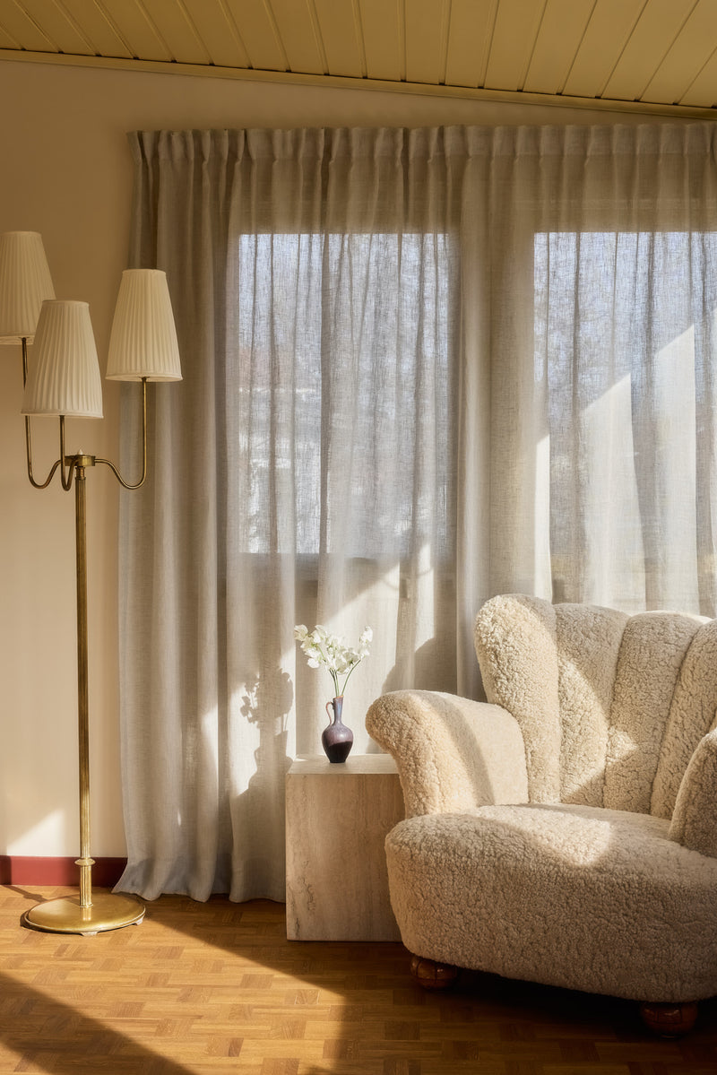 Sheer linen curtain - grey