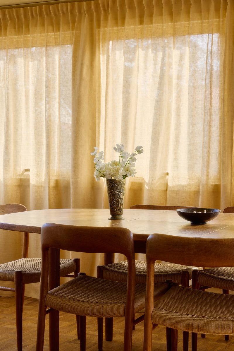 Sheer linen curtain - mustard