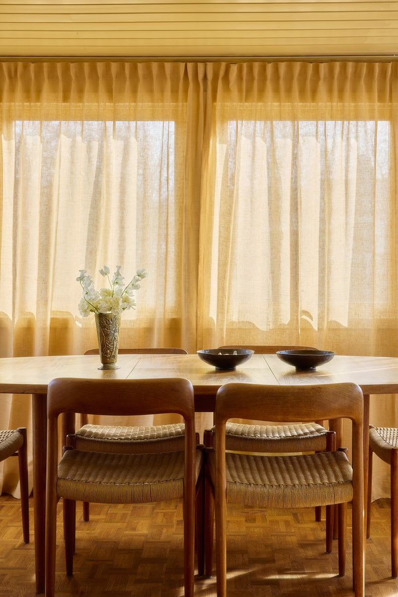 Sheer linen curtain - mustard