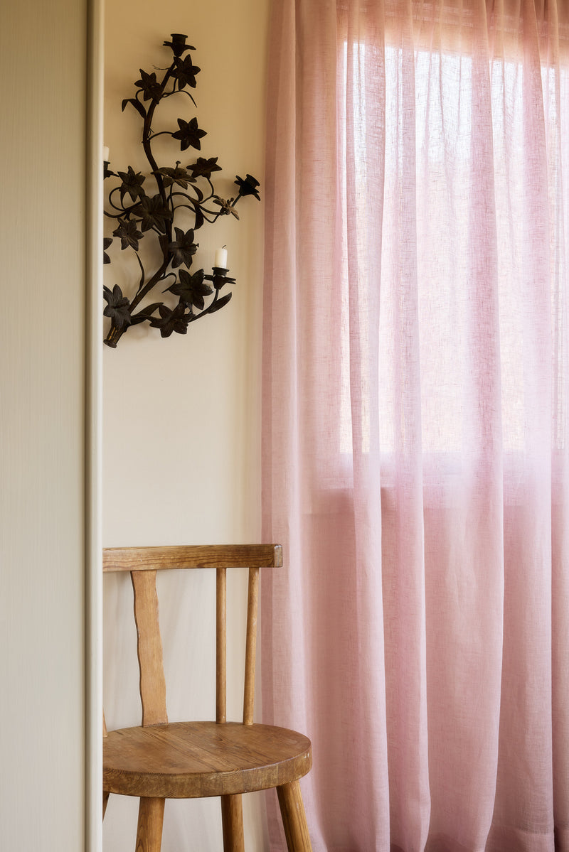Sheer linen curtain - pink