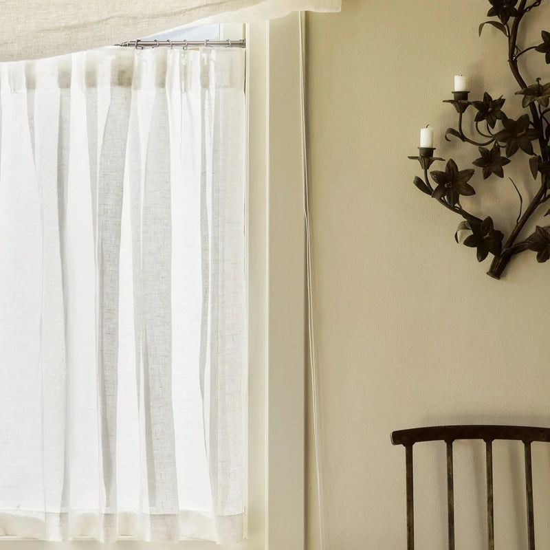 Linen Café Curtain With Rings - Mustard