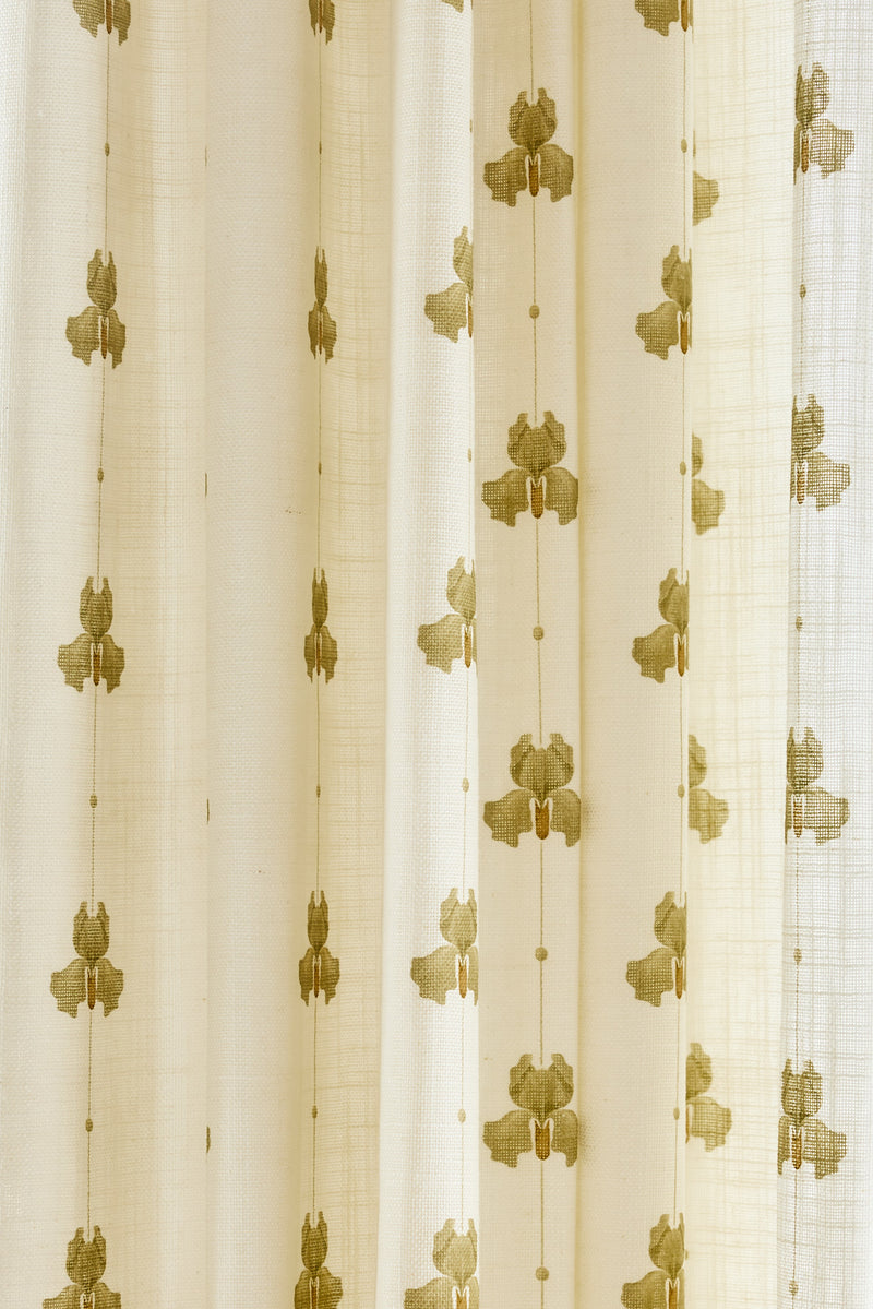 Sweet Pea Linen Curtain - Olive Green