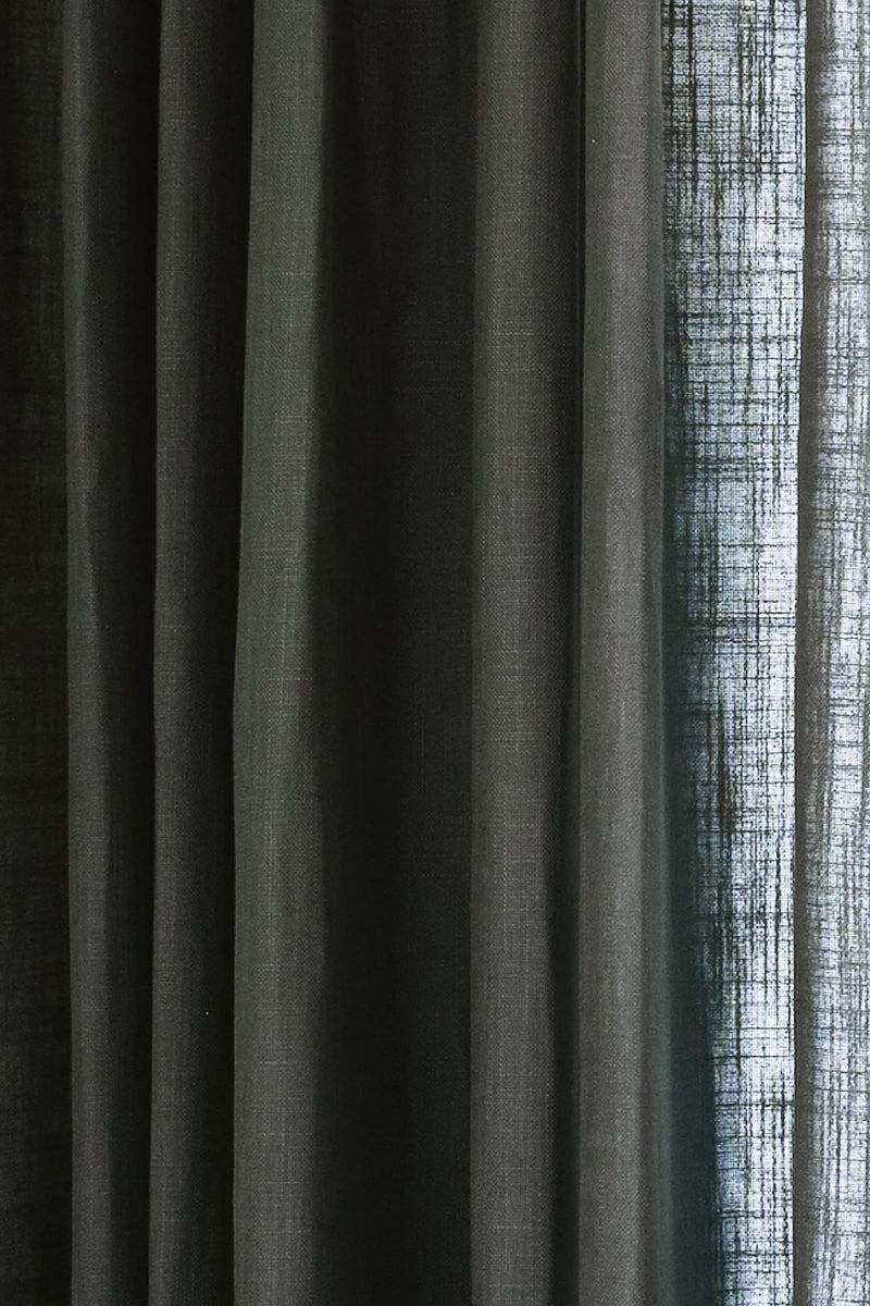 Linen Café Curtain With Rings - Petrol
