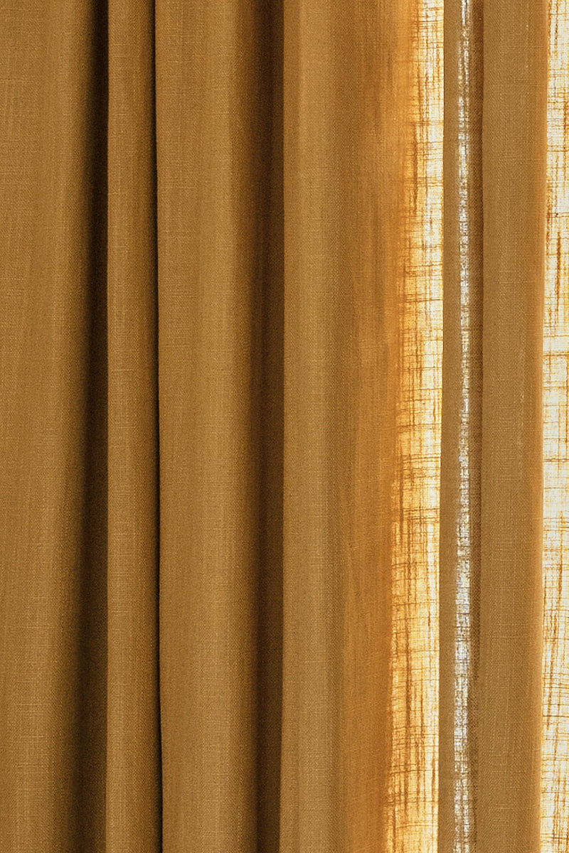 Linen Café Curtain With Rings - Mustard