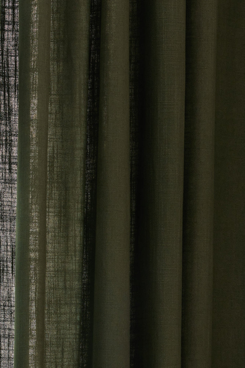 Linen Café Curtain With Rings - Khaki