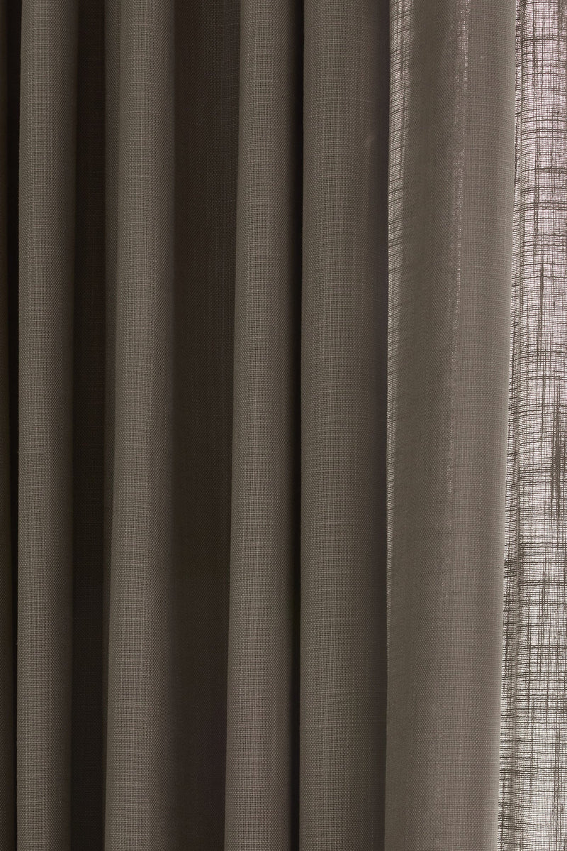 Linen Café Curtain With Rings - Grey
