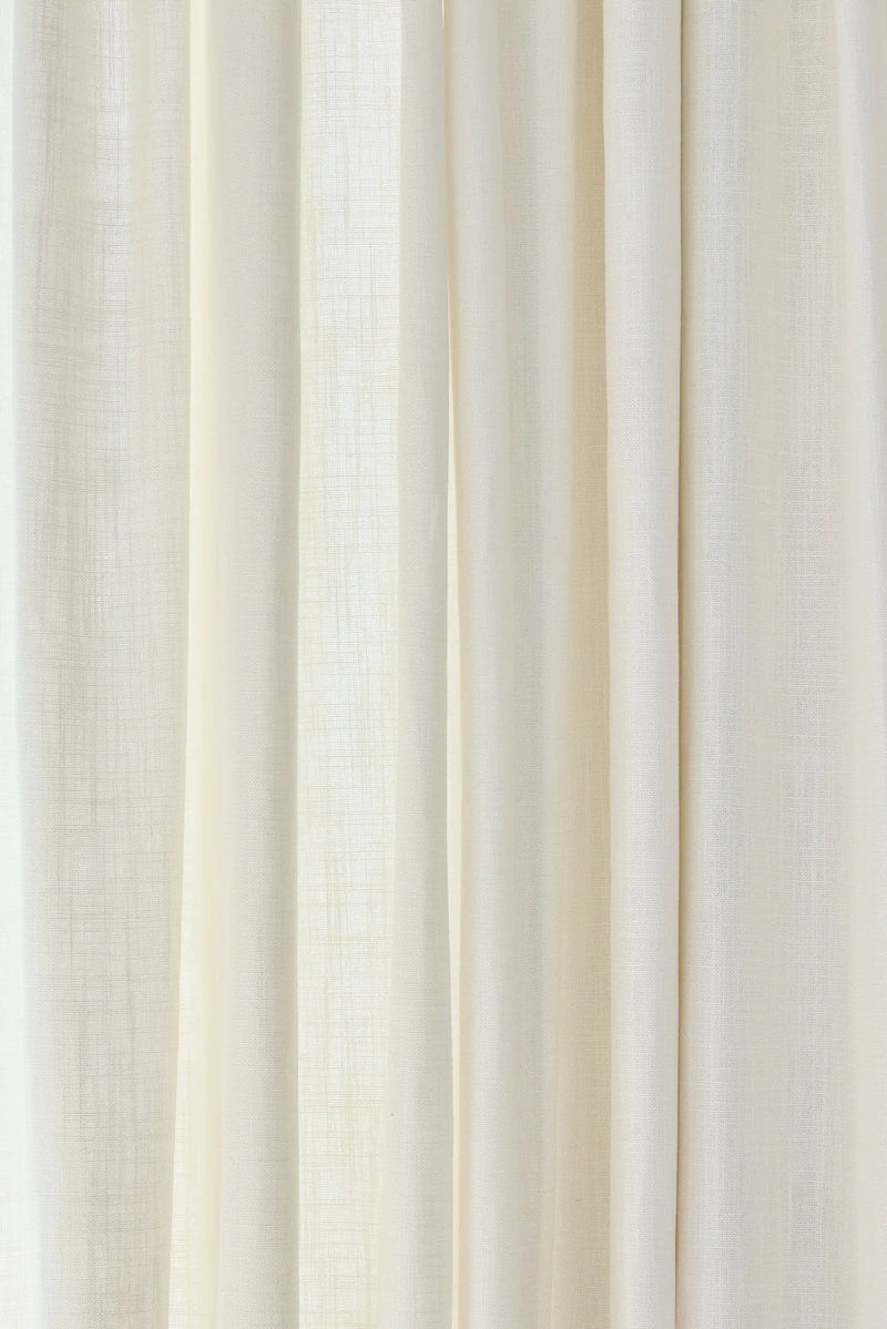 Linen Café Curtain With Rings - Pure White
