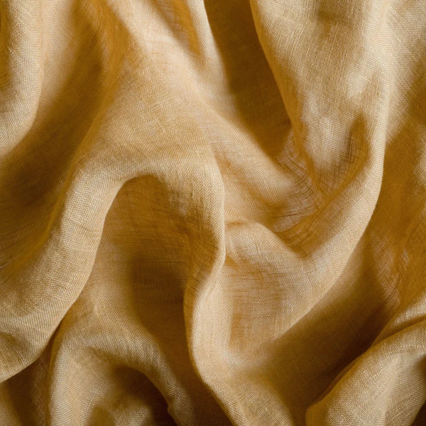 Sheer Linen café curtain, double pole - Mustard