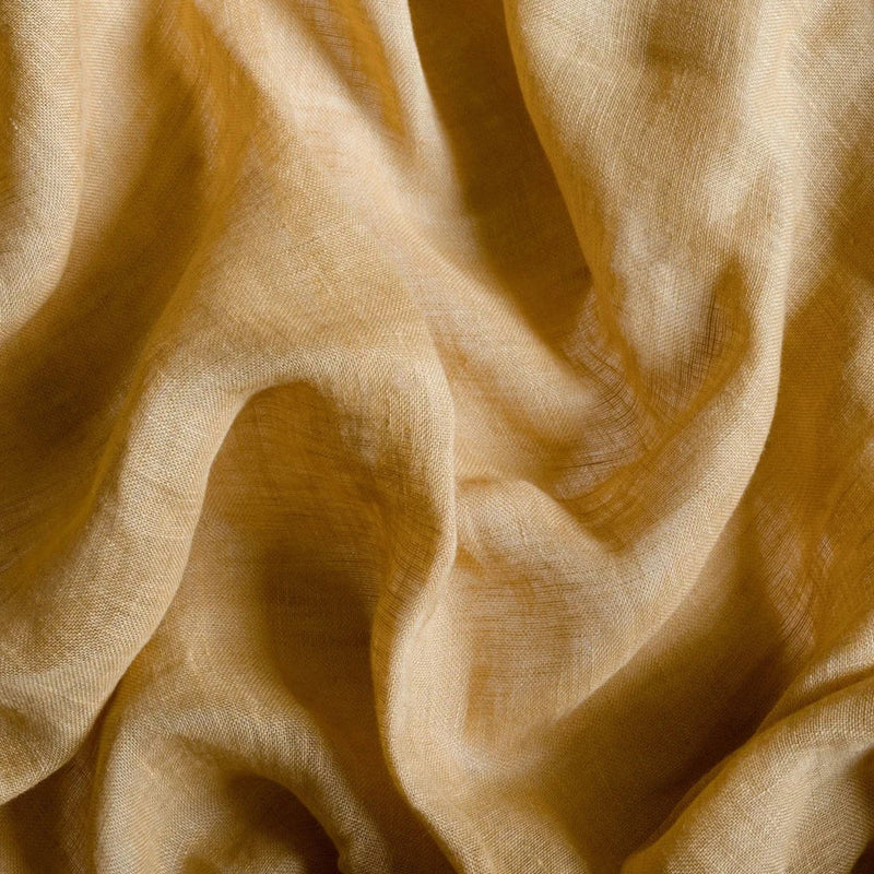 Sheer Linen café curtain, double pole - Mustard